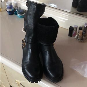 women's leather boots boots with natural fur insid